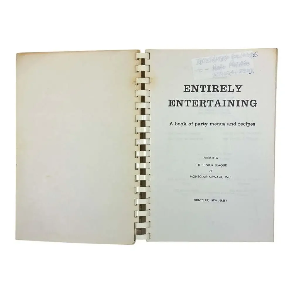 VTG Entirely Entertaining Cookbook Junior League Montclair NJ 1976 Spiral Recipe
